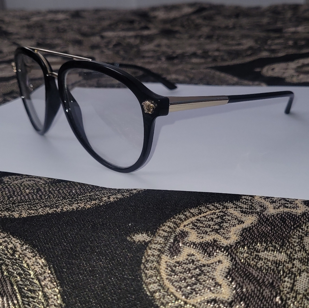 Versace Black and Gold Glasses (Frames Only)